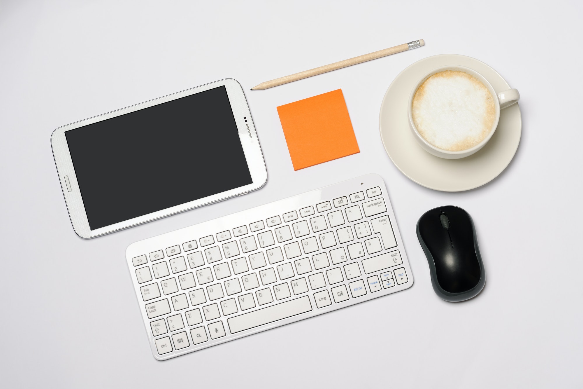 desk with office items